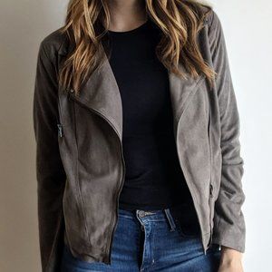 Faux Suede Gray Moto Jacket Size M